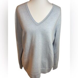 Pure Collection Women’s 100% Cashmere V-Neck Sweater Light Blue US 8/10
